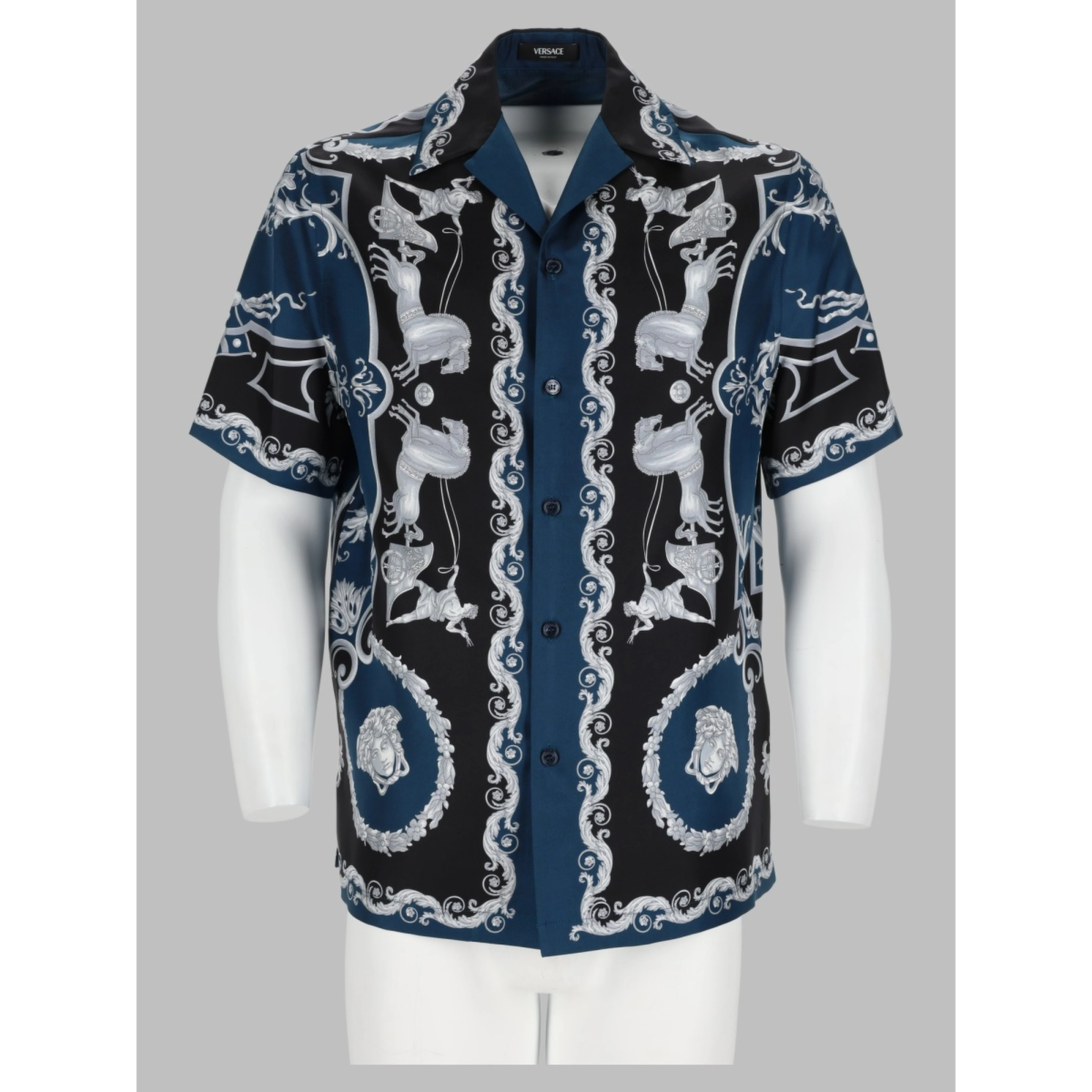 camicia in seta stampa baroque