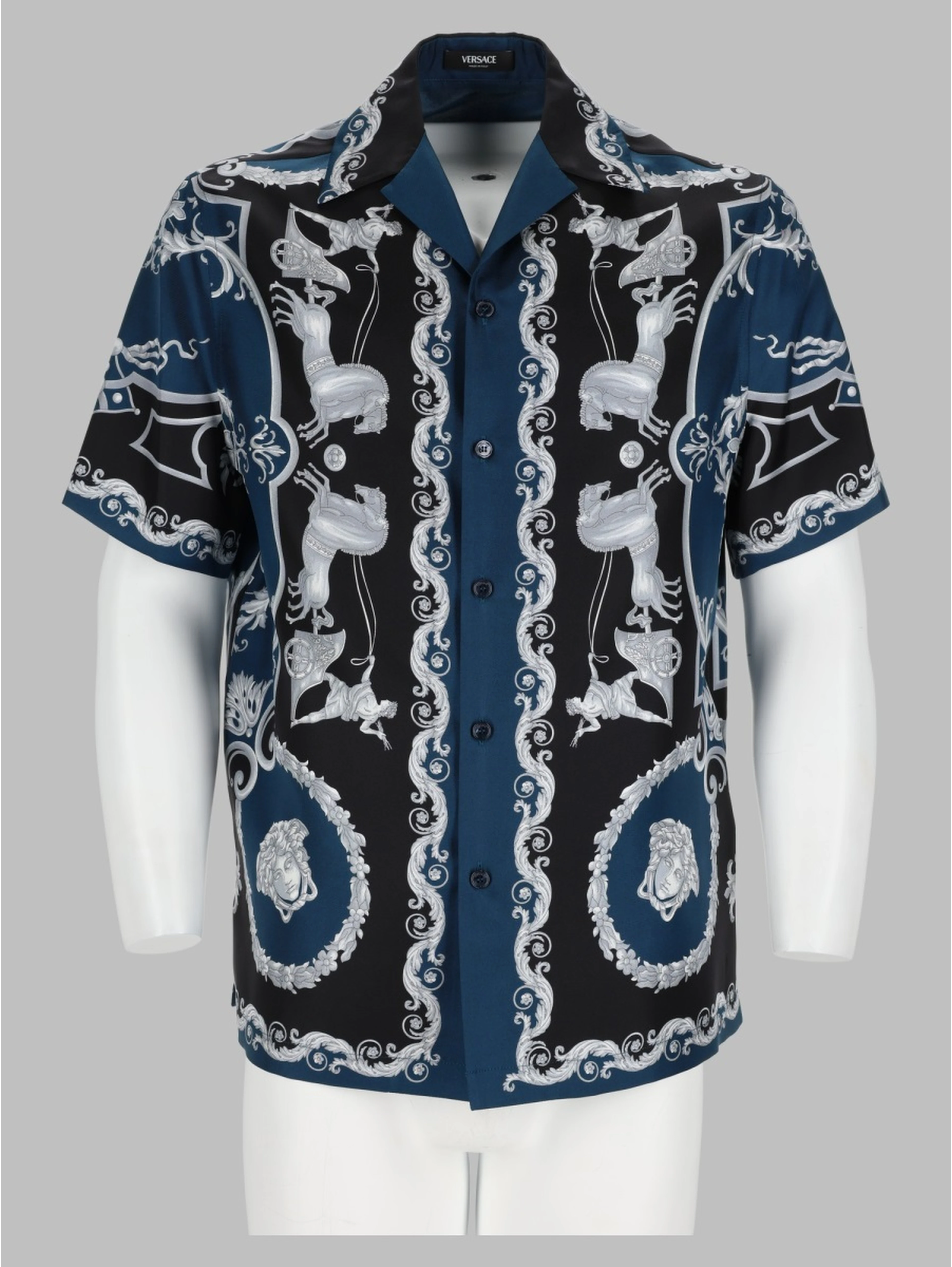 camicia in seta stampa baroque