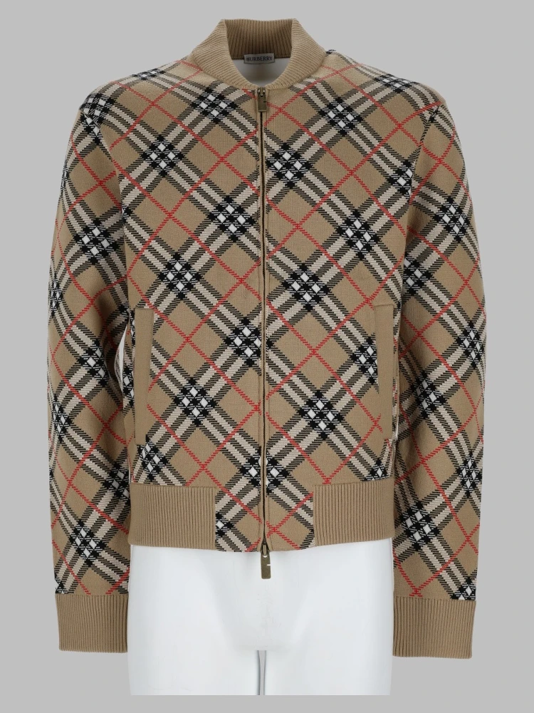 maglia con zip e stampa check