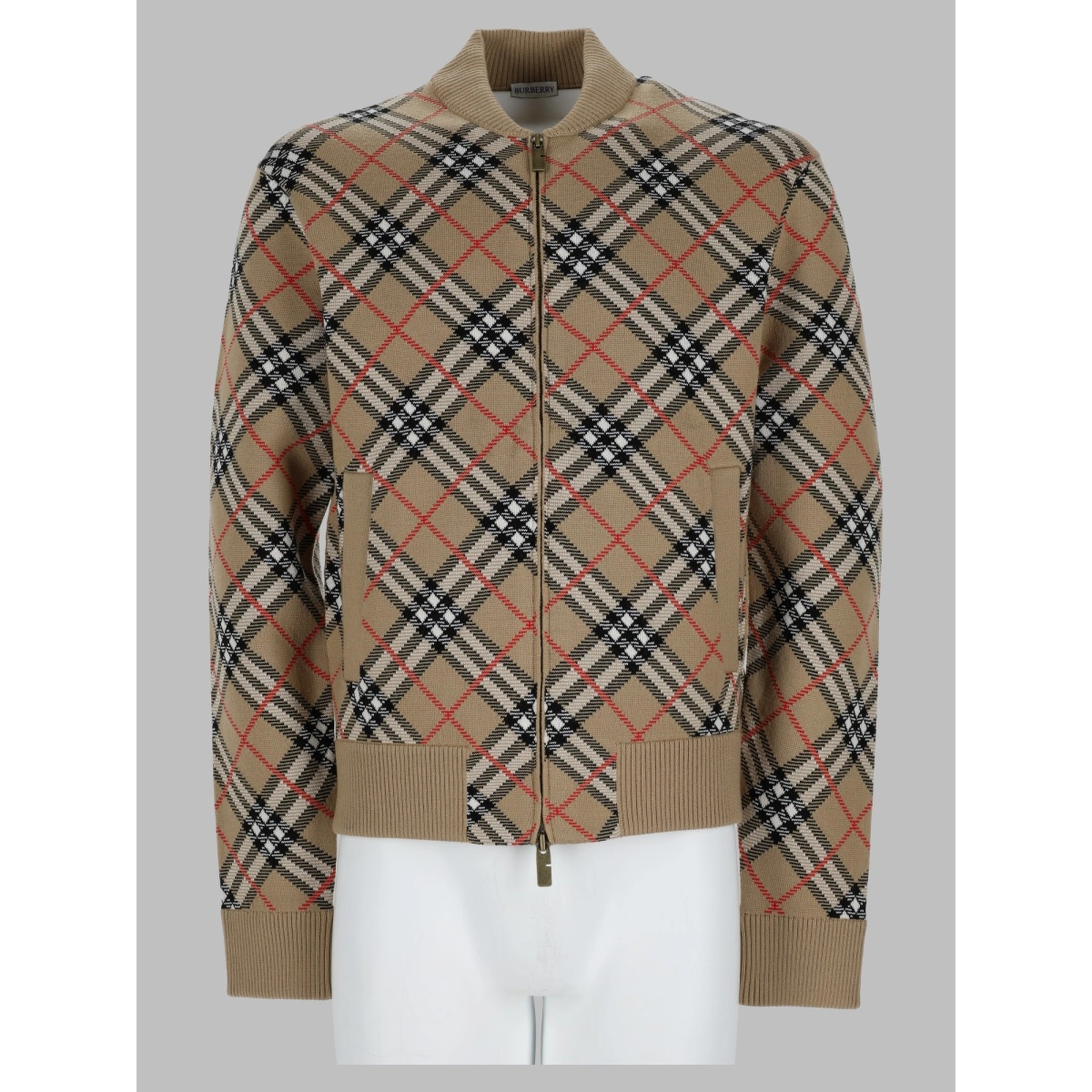 maglia con zip e stampa check