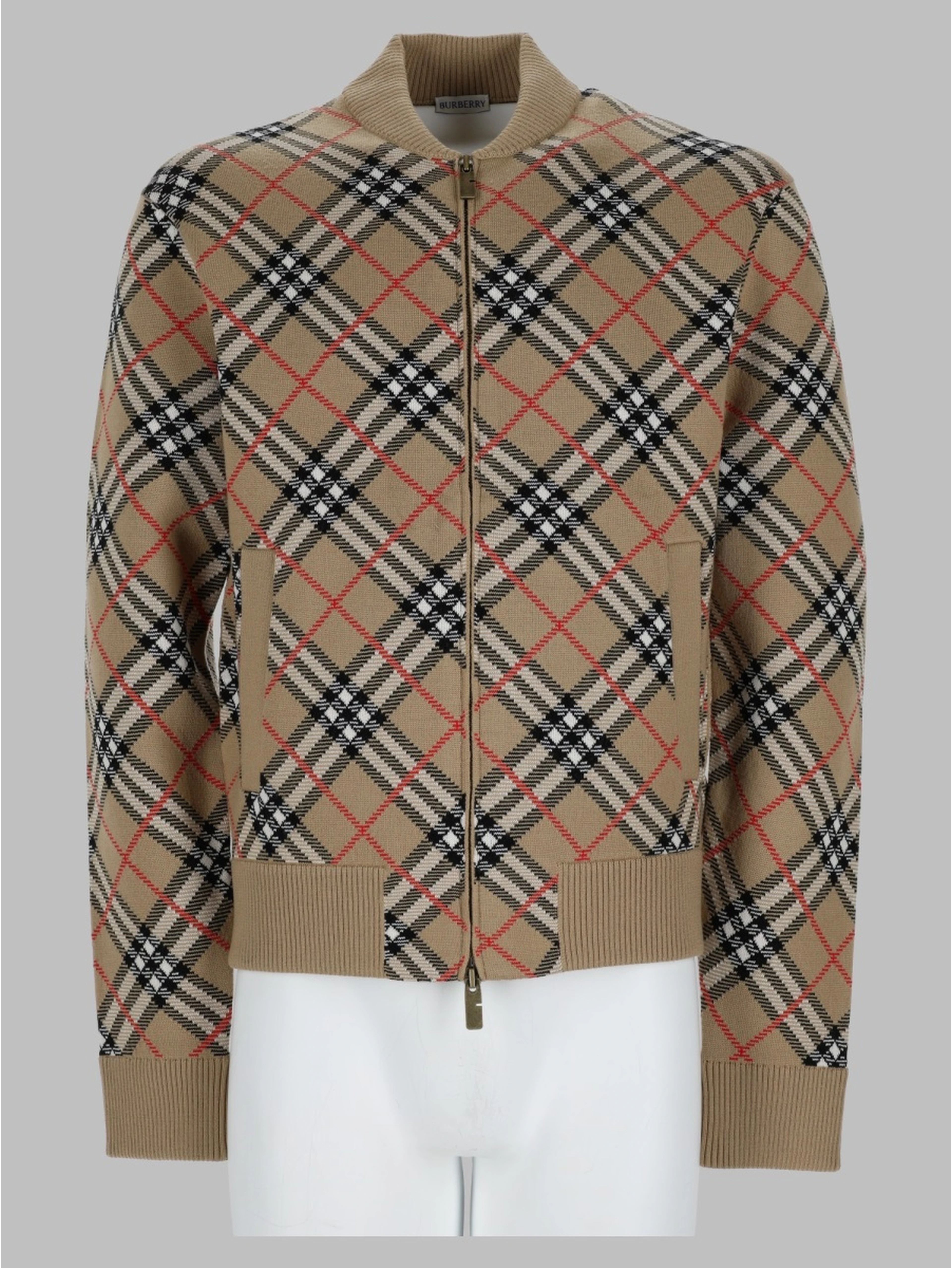 maglia con zip e stampa check