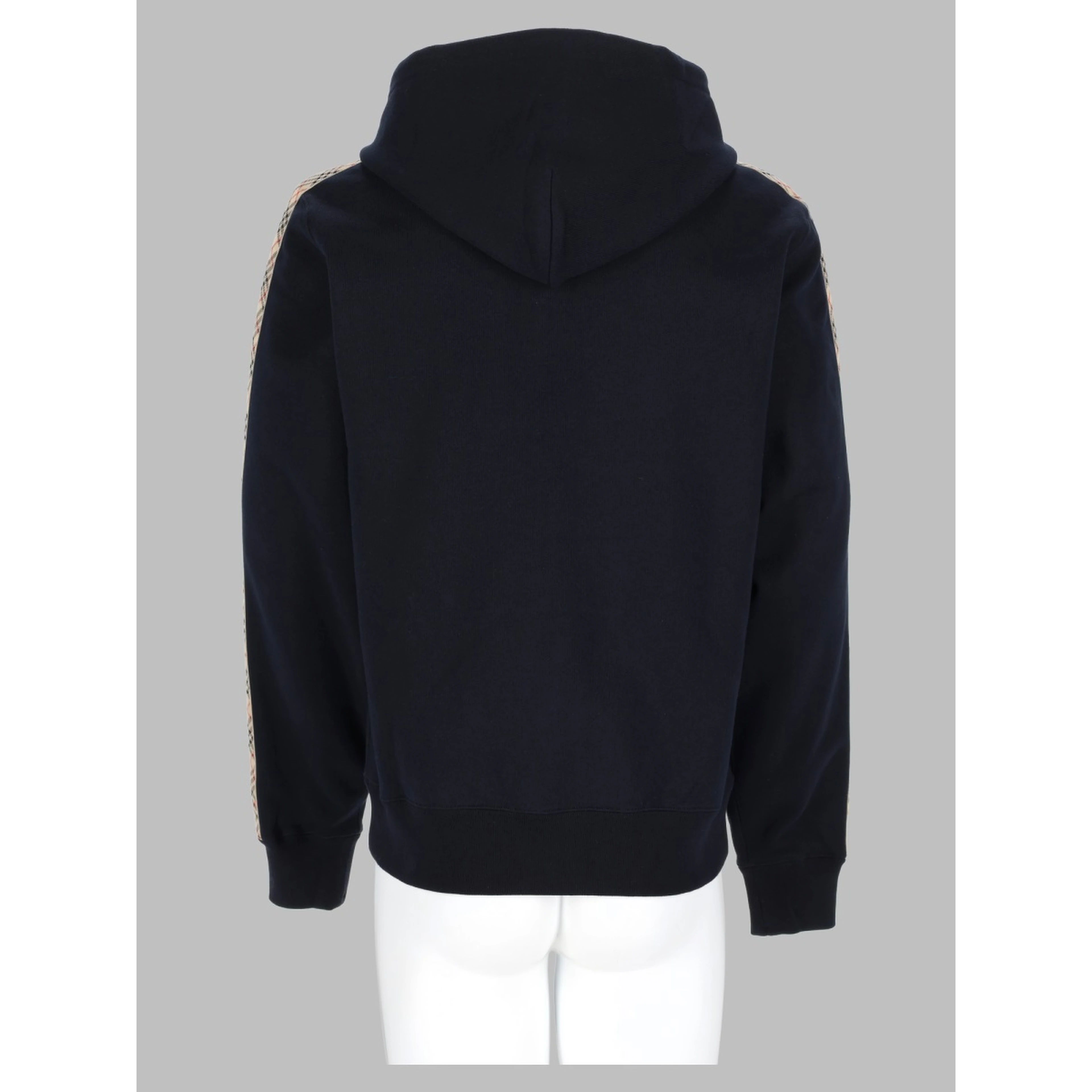Felpa in cotone con cappuccio, cerniera e finiture Check