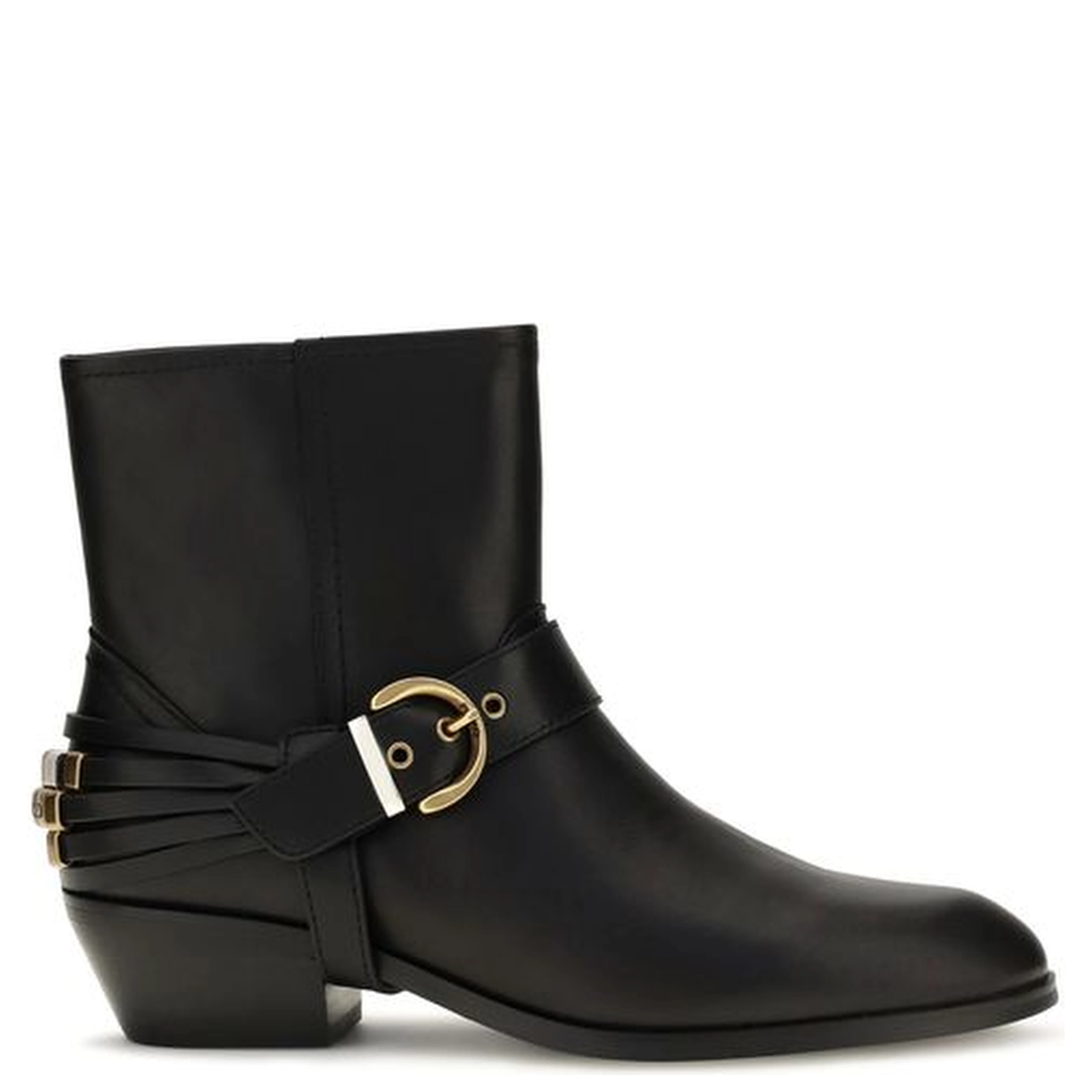 Black Calf Leather Bos Taurus Ankle Boots