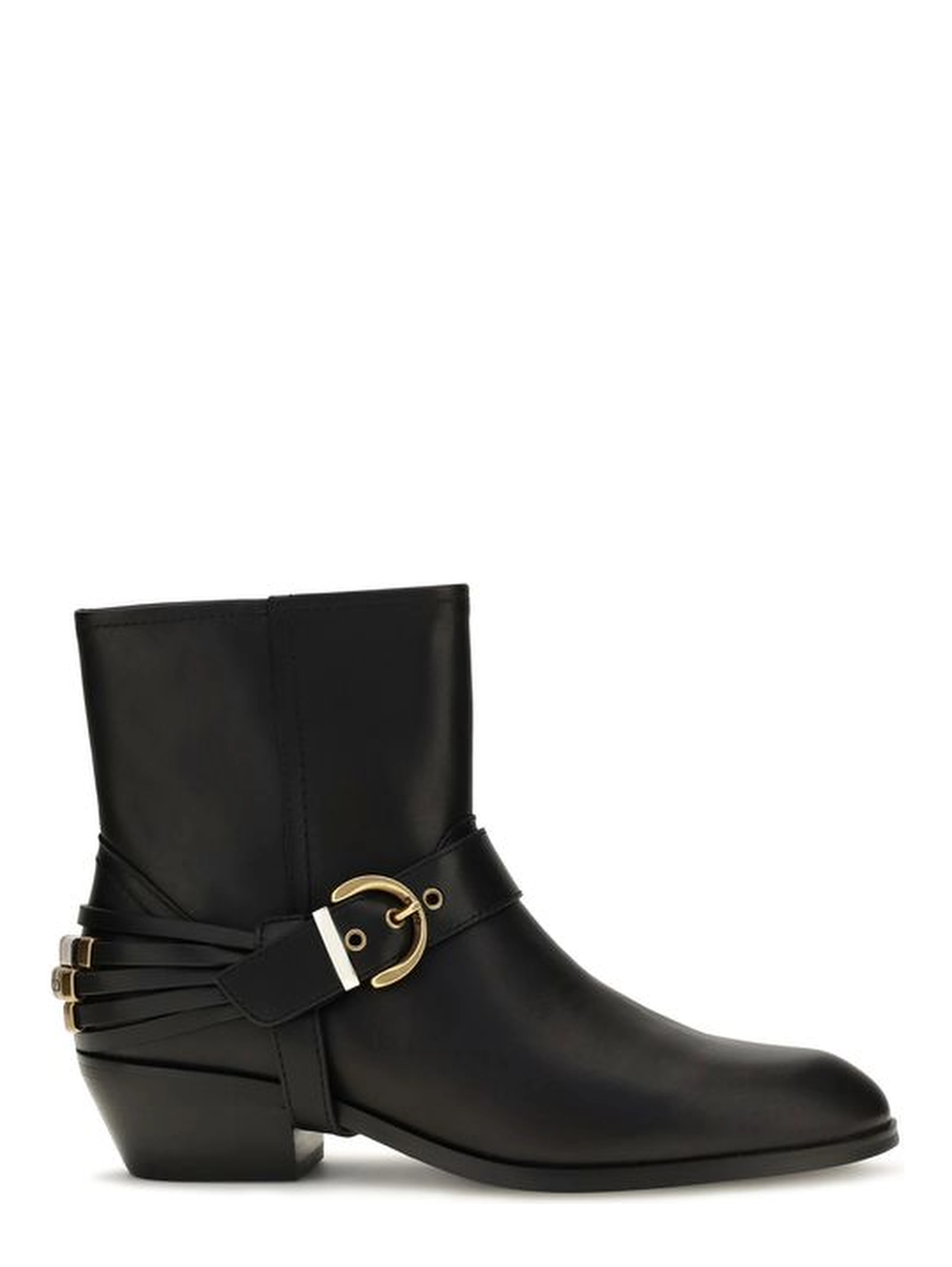 Black Calf Leather Bos Taurus Ankle Boots
