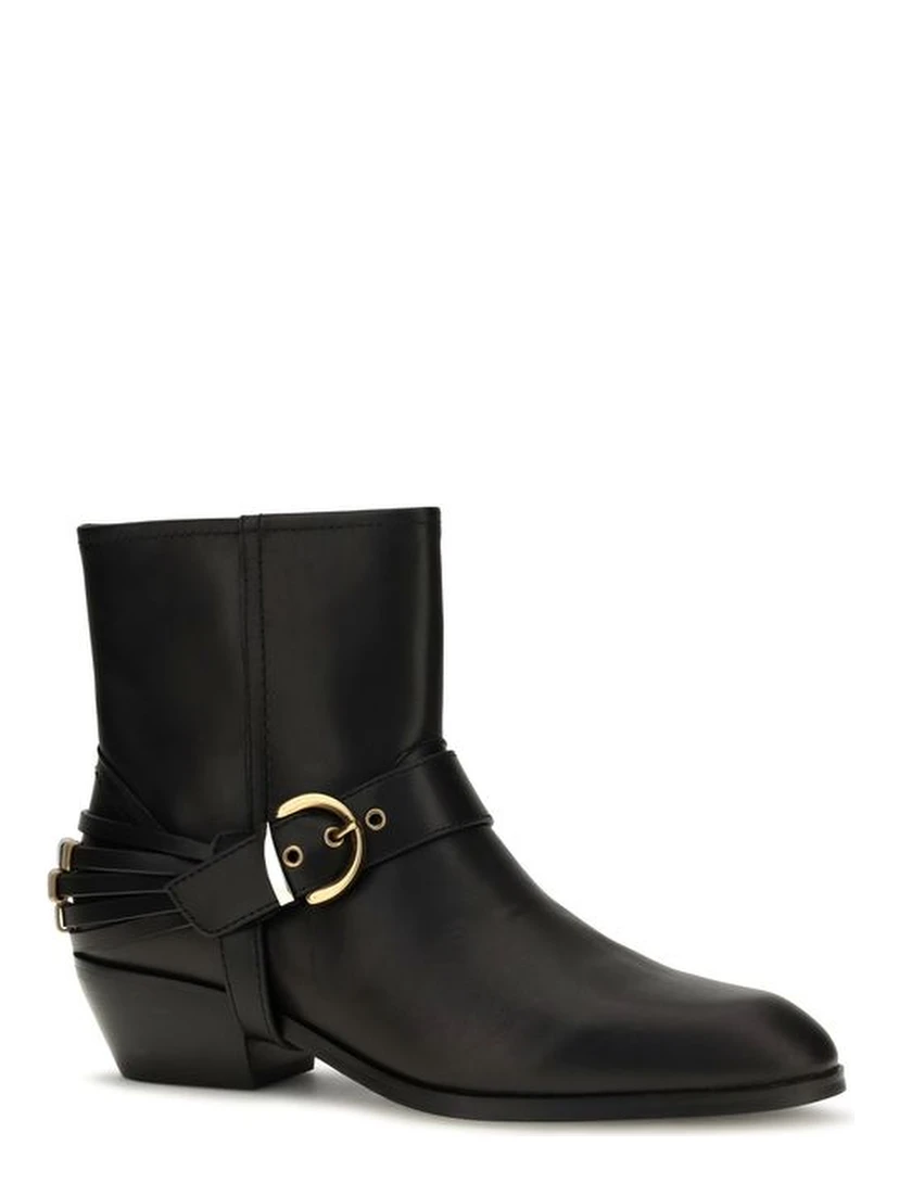 Black Calf Leather Bos Taurus Ankle Boots