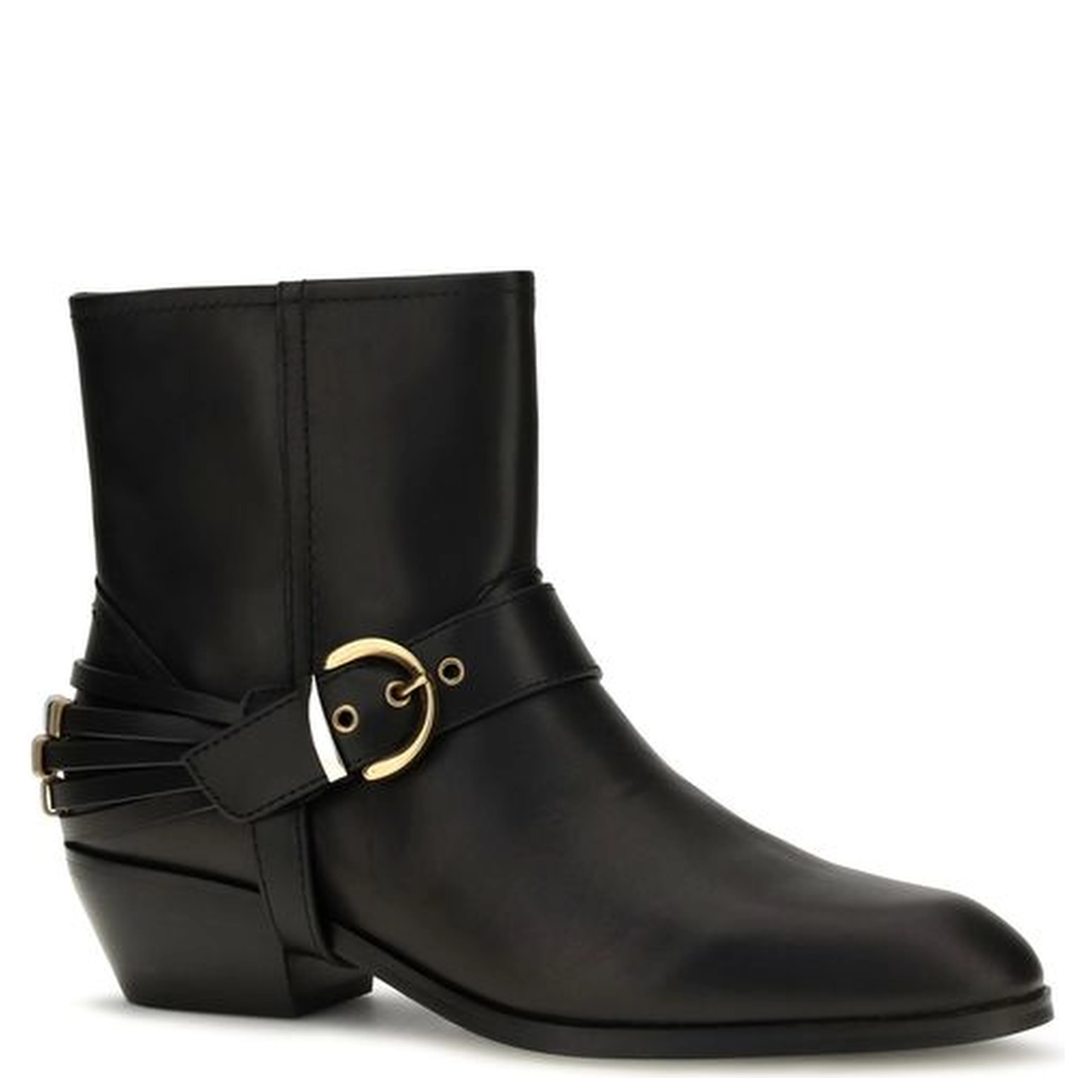 Black Calf Leather Bos Taurus Ankle Boots