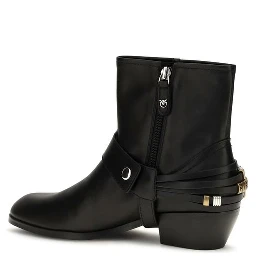 Black Calf Leather Bos Taurus Ankle Boots