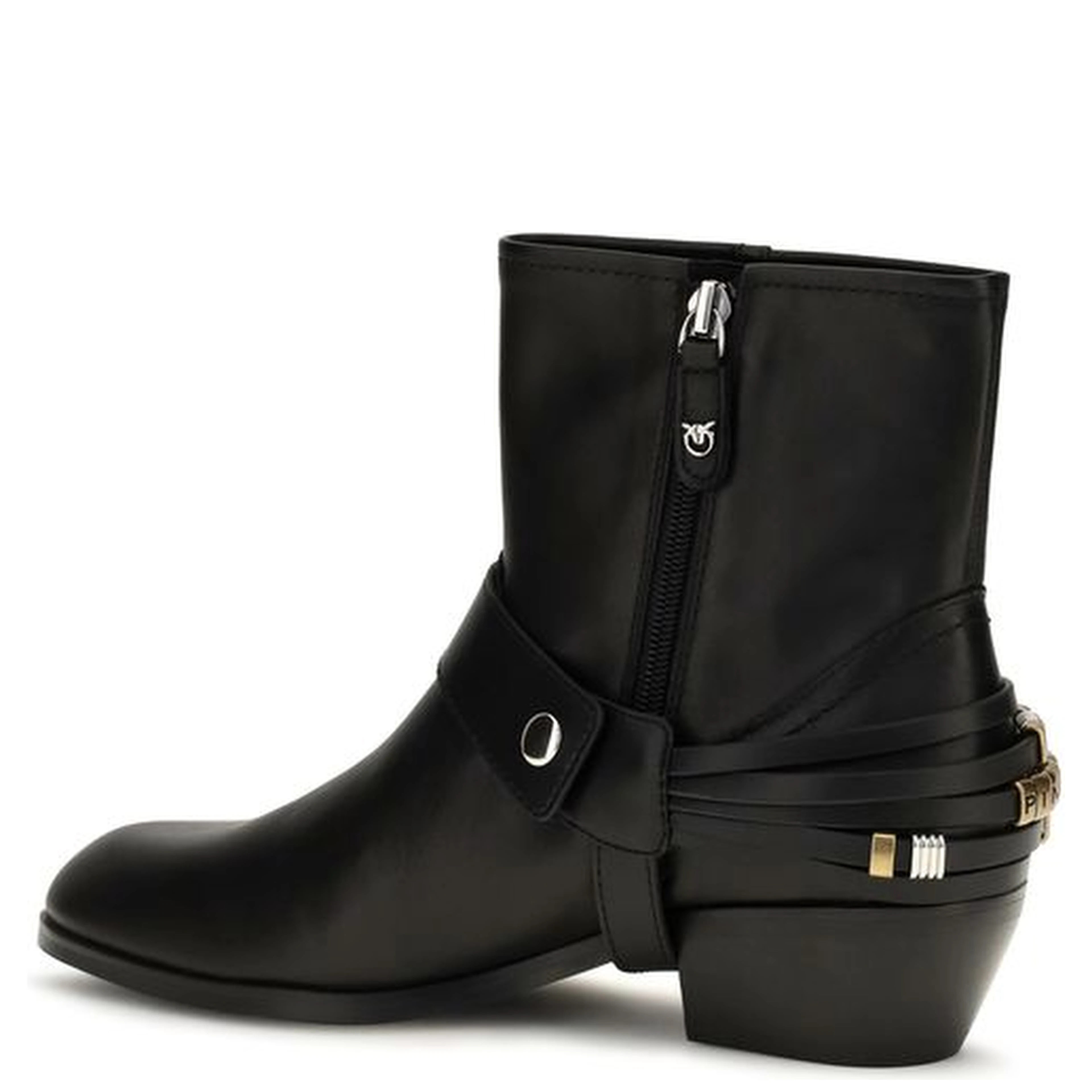 Black Calf Leather Bos Taurus Ankle Boots