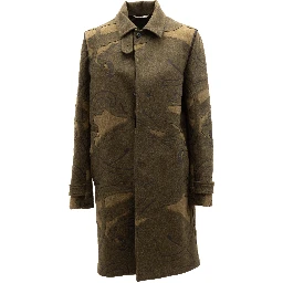 Green With Dark Patterns Women Wool Coat