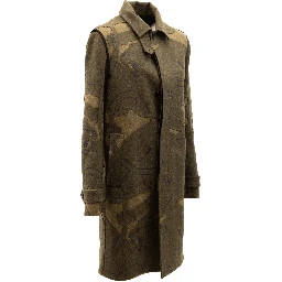 Green With Dark Patterns Women Wool Coat