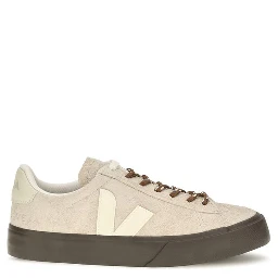 Beige Suede Leather Low Top Sneakers