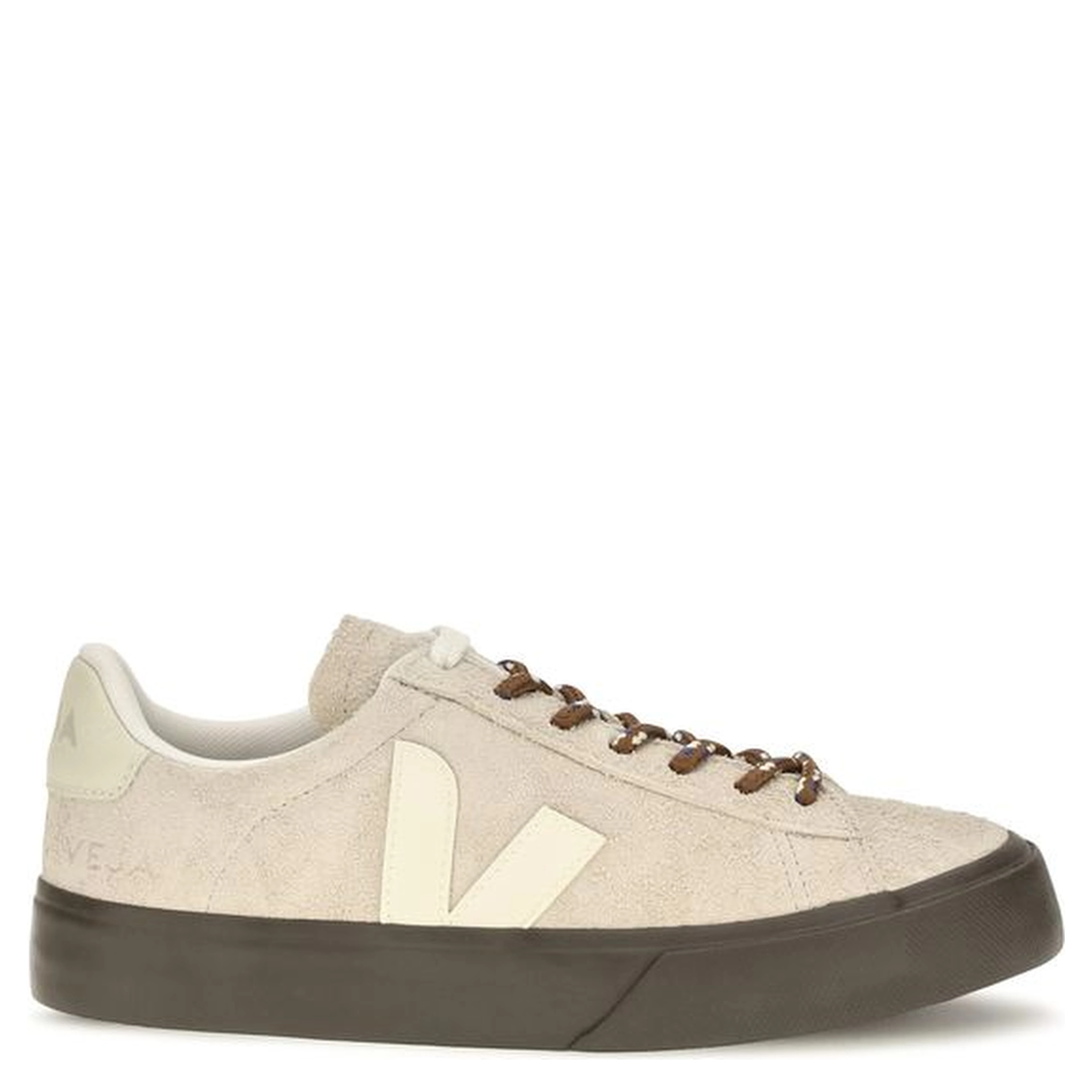 Beige Suede Leather Low Top Sneakers