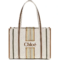 Beige Cotton Shoulder Bag