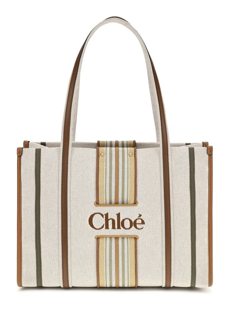 Beige Cotton Shoulder Bag