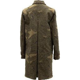 Green With Dark Patterns Women Wool Coat