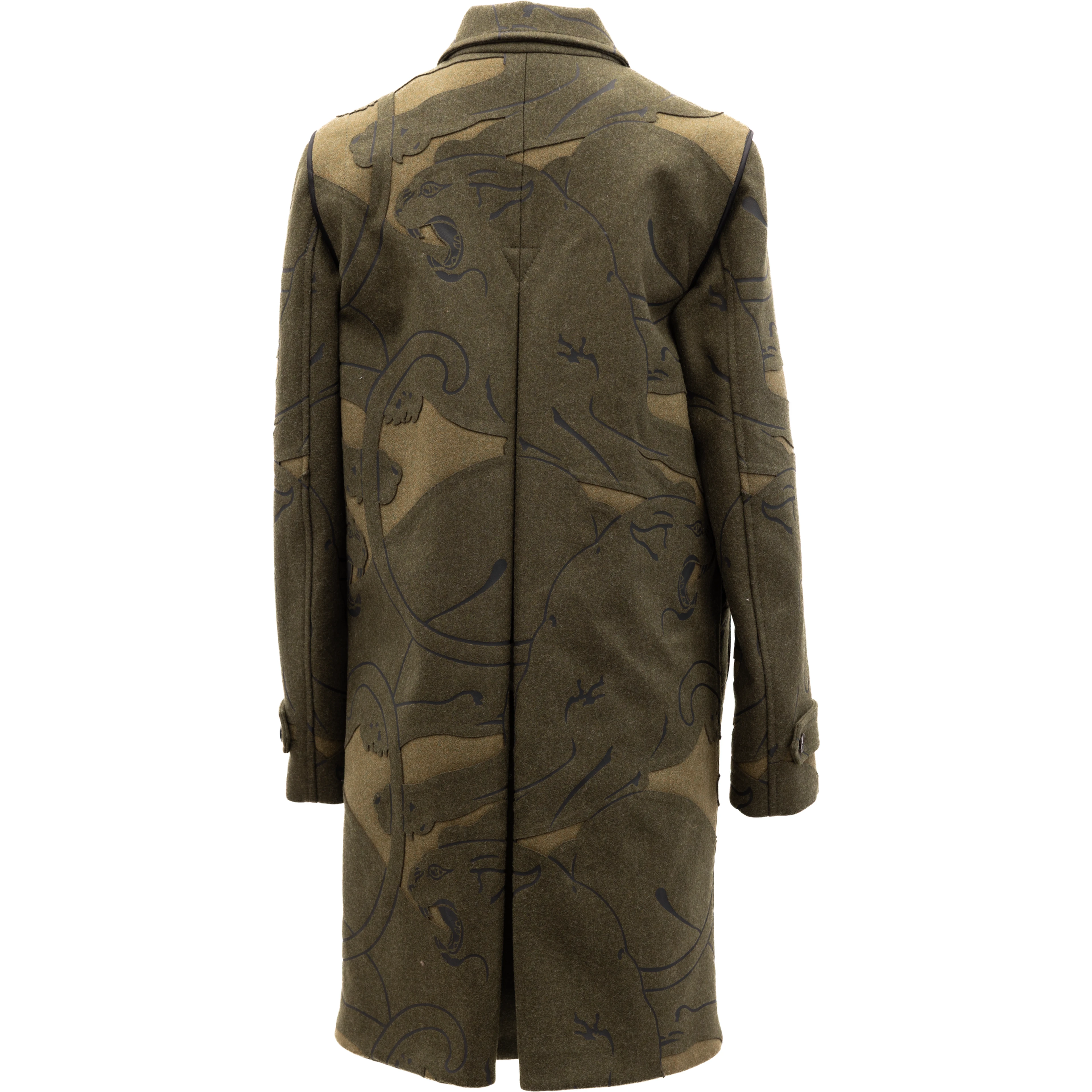 Green With Dark Patterns Women Wool Coat