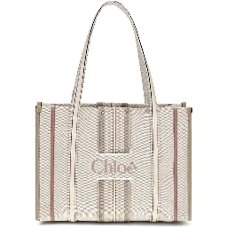 Beige Cotton Shoulder Bag