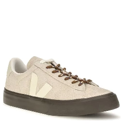Beige Suede Leather Low Top Sneakers