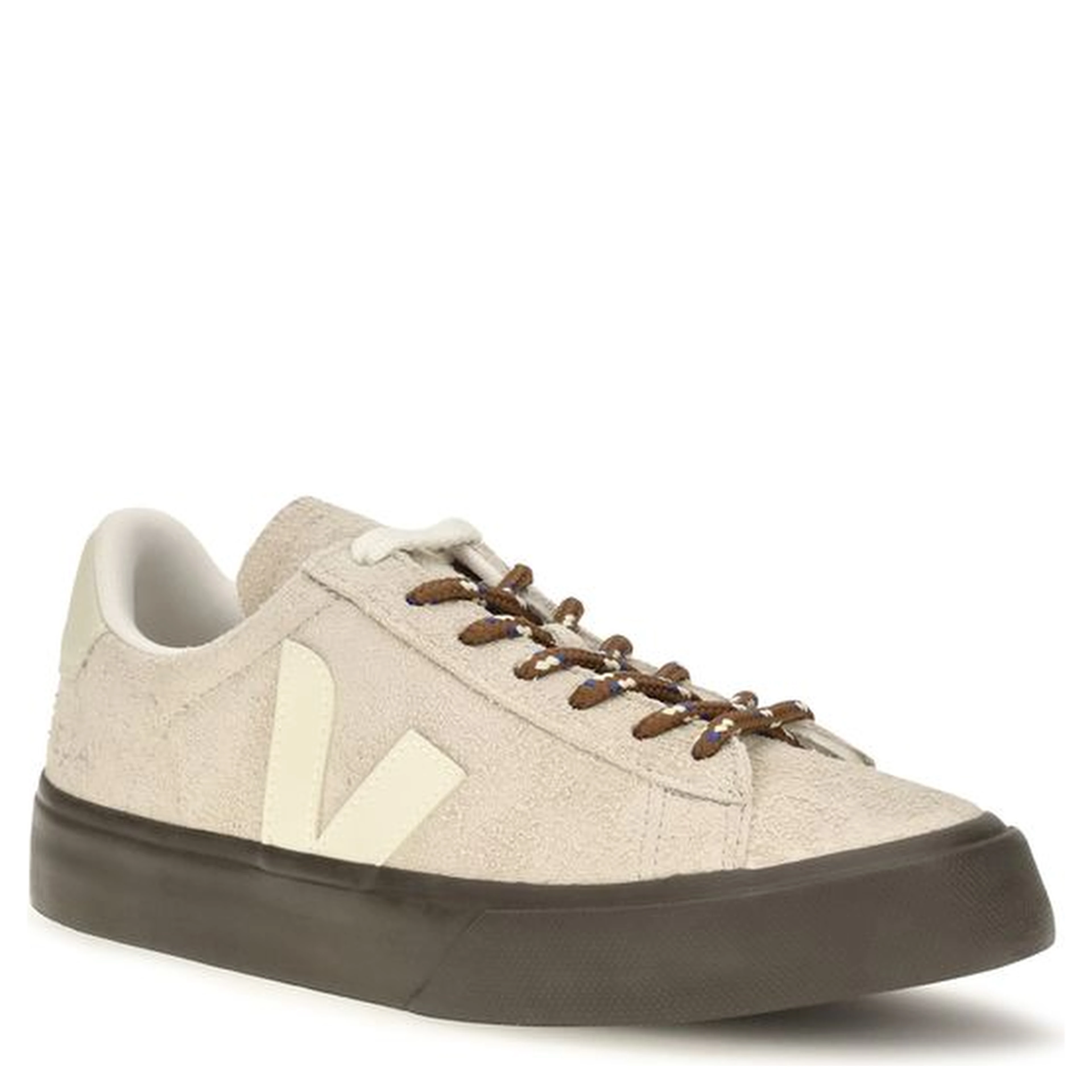 Beige Suede Leather Low Top Sneakers