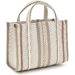 Beige Cotton Shoulder Bag
