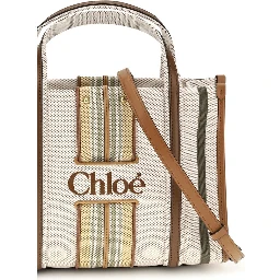 Beige Cotton Shoulder Bag