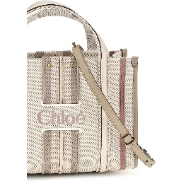 Beige Cotton Shoulder Bag