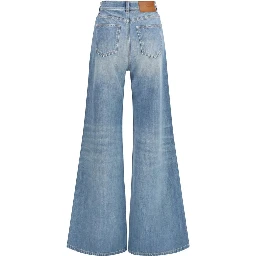 Blue Cotton Flared Jeans