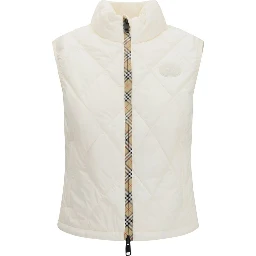 White Polyester Sleeveless Jacket