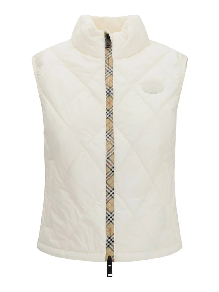 White Polyester Sleeveless Jacket