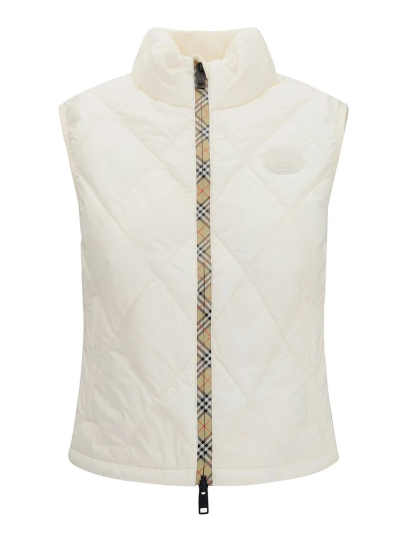 White Polyester Sleeveless Jacket
