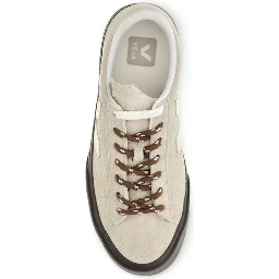 Beige Suede Leather Low Top Sneakers