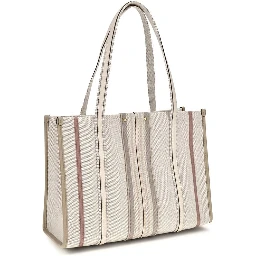 Beige Cotton Shoulder Bag