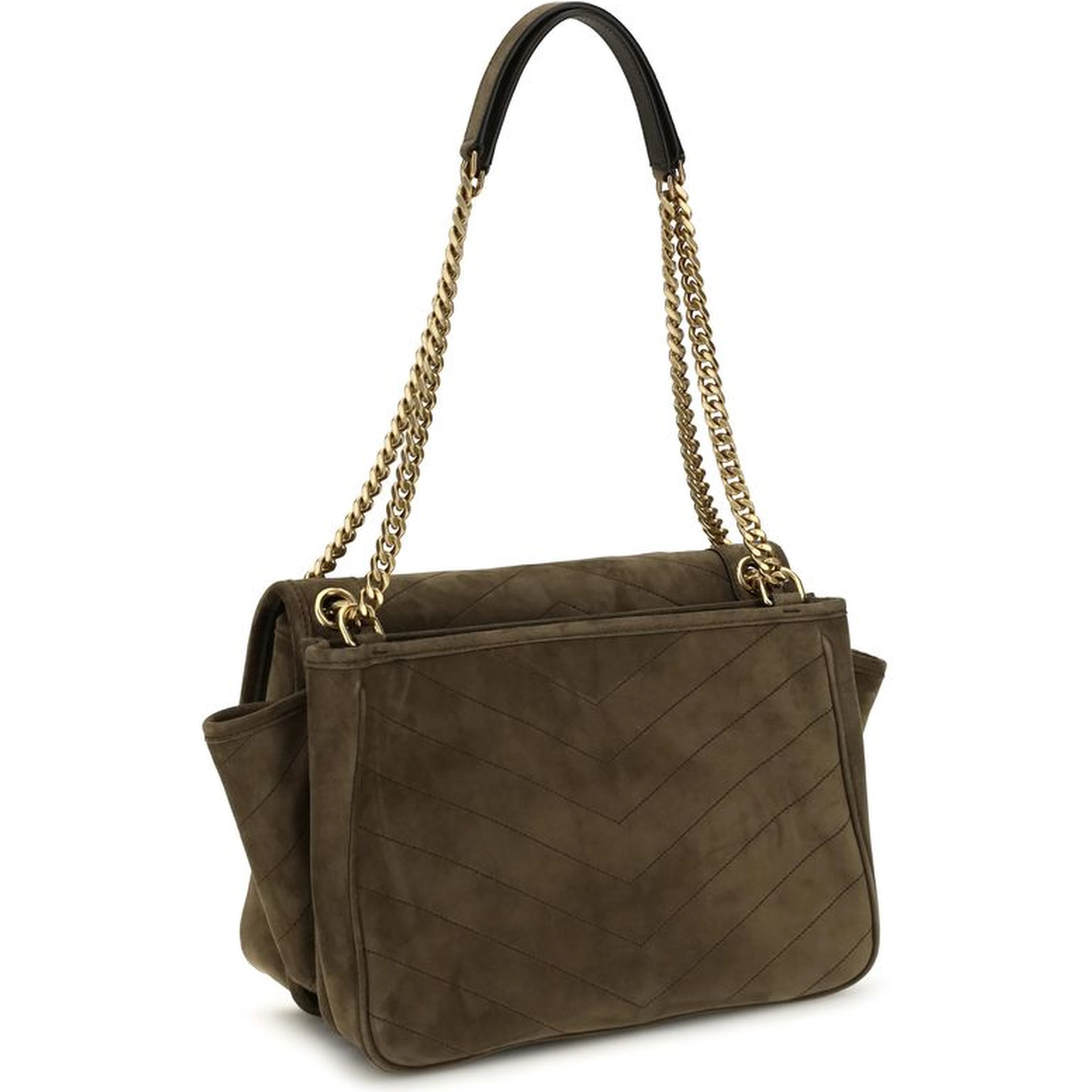Bicolor Suede Leather Shoulder Bag