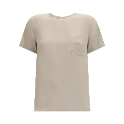 Beige Silk T-Shirt