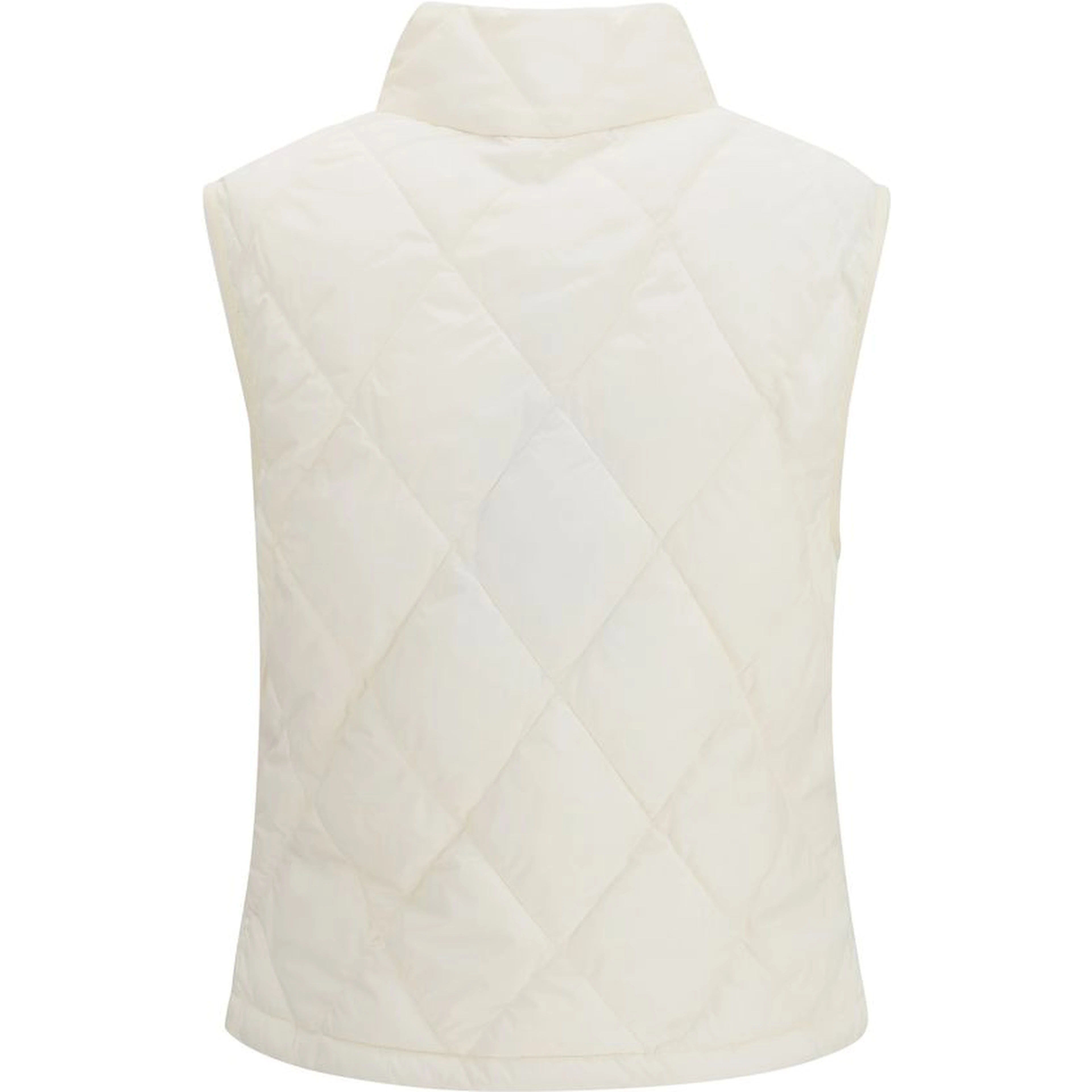 White Polyester Sleeveless Jacket