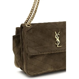 Bicolor Suede Leather Shoulder Bag