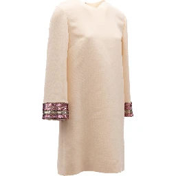 Women Cream Dress With Multi-Colored Sequin Cuffs