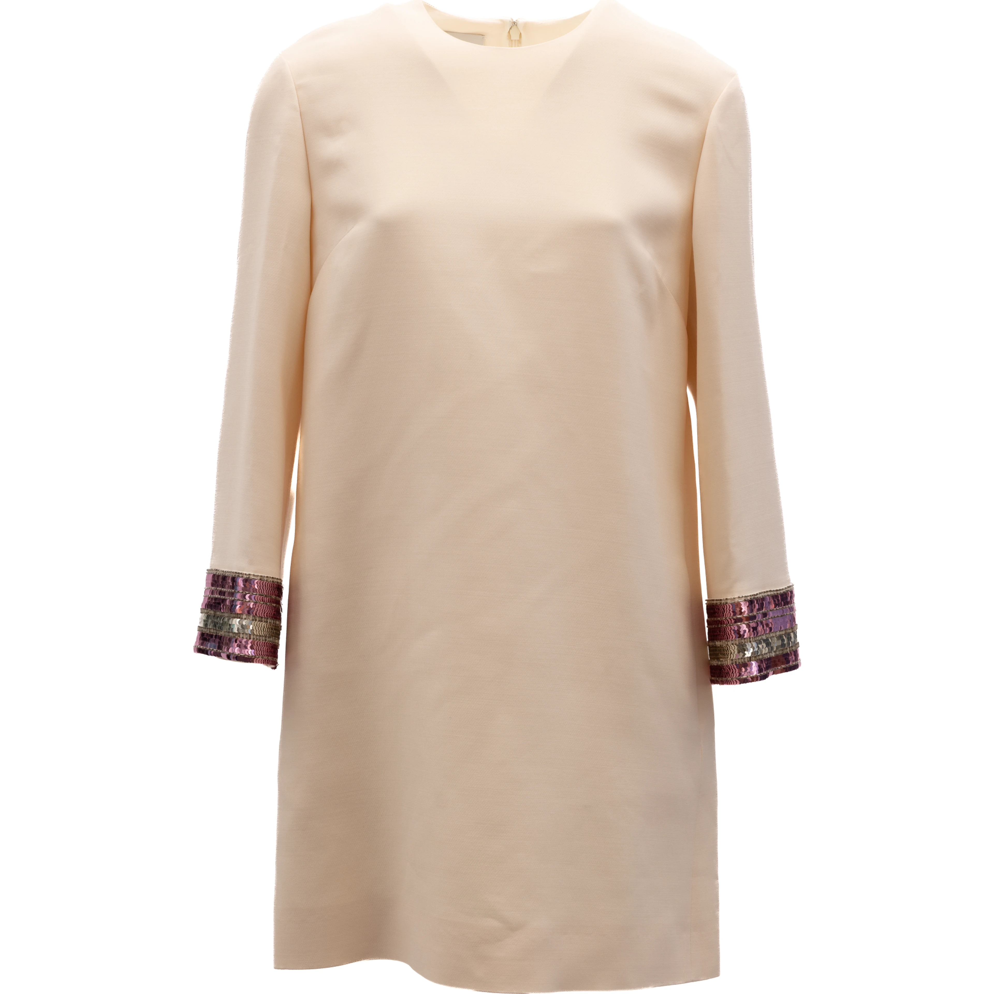 Women Cream Dress With Multi-Colored Sequin Cuffs