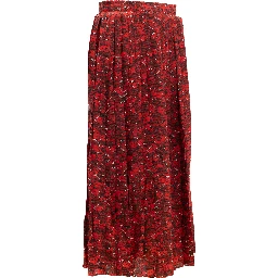 Women Midi Red Skirt with black and white details