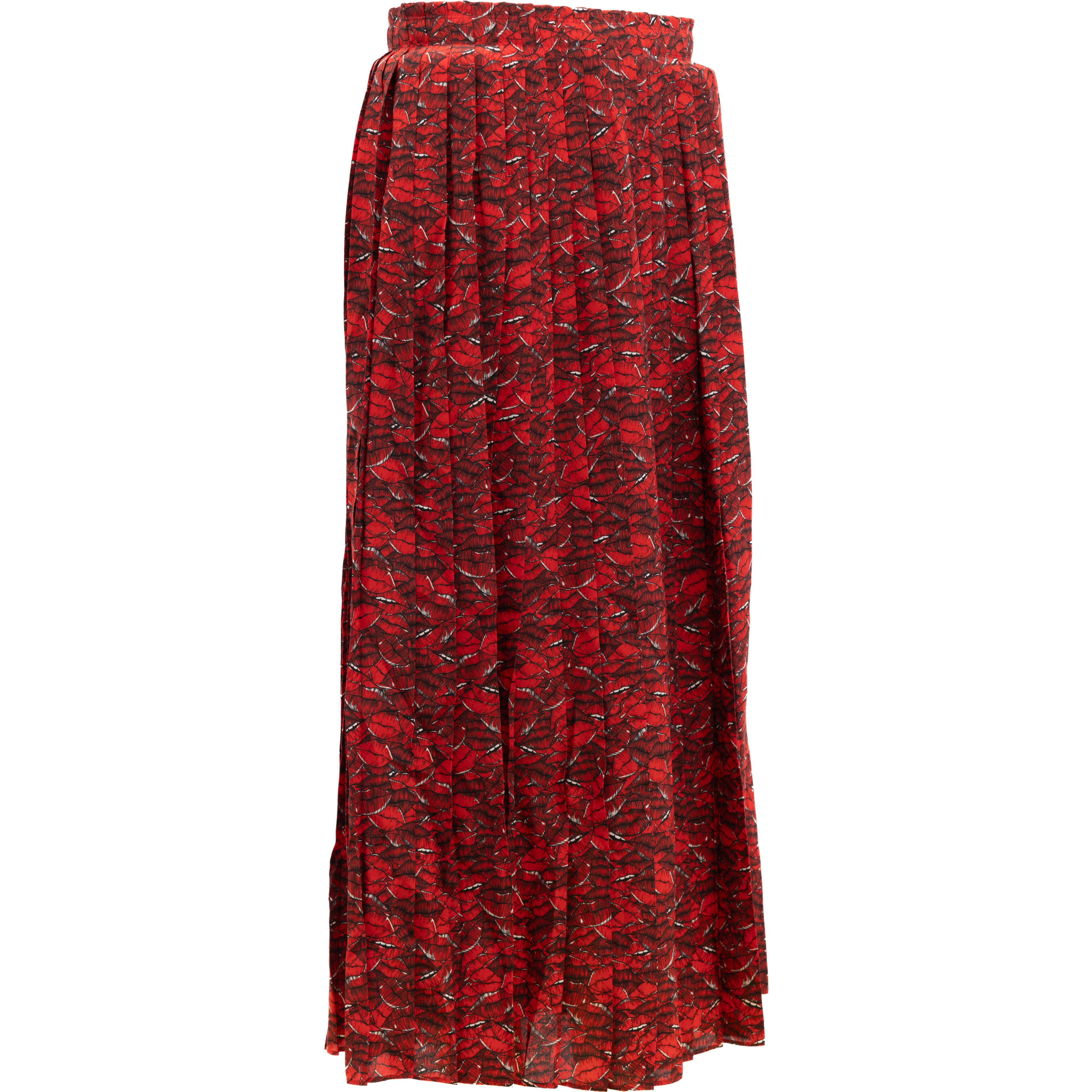 Women Midi Red Skirt with black and white details