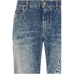 Blue Cotton Straight-Leg Jeans