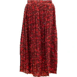 Women Midi Red Skirt with black and white details