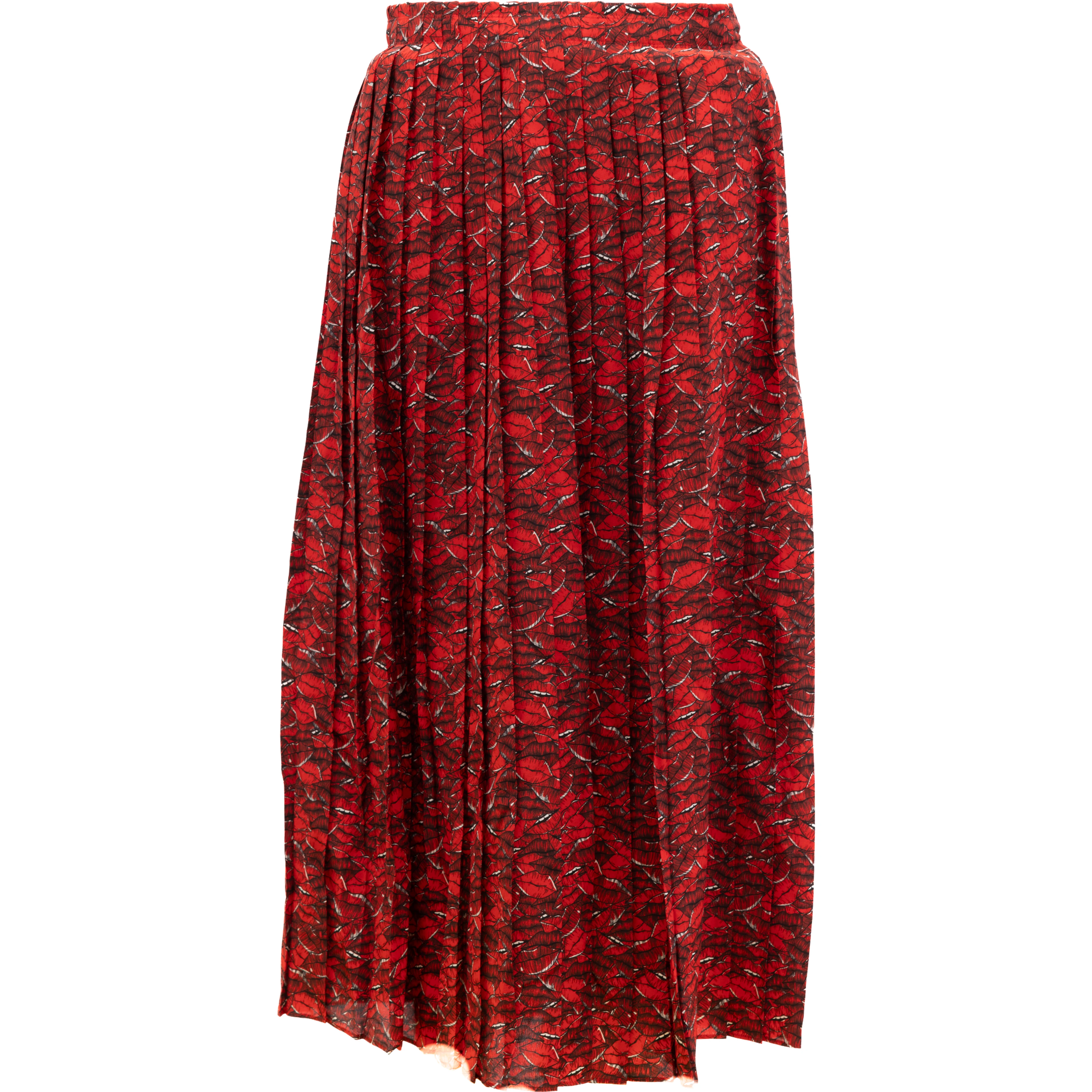 Women Midi Red Skirt with black and white details