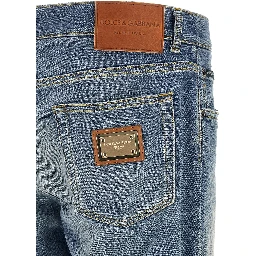 Blue Cotton Straight-Leg Jeans