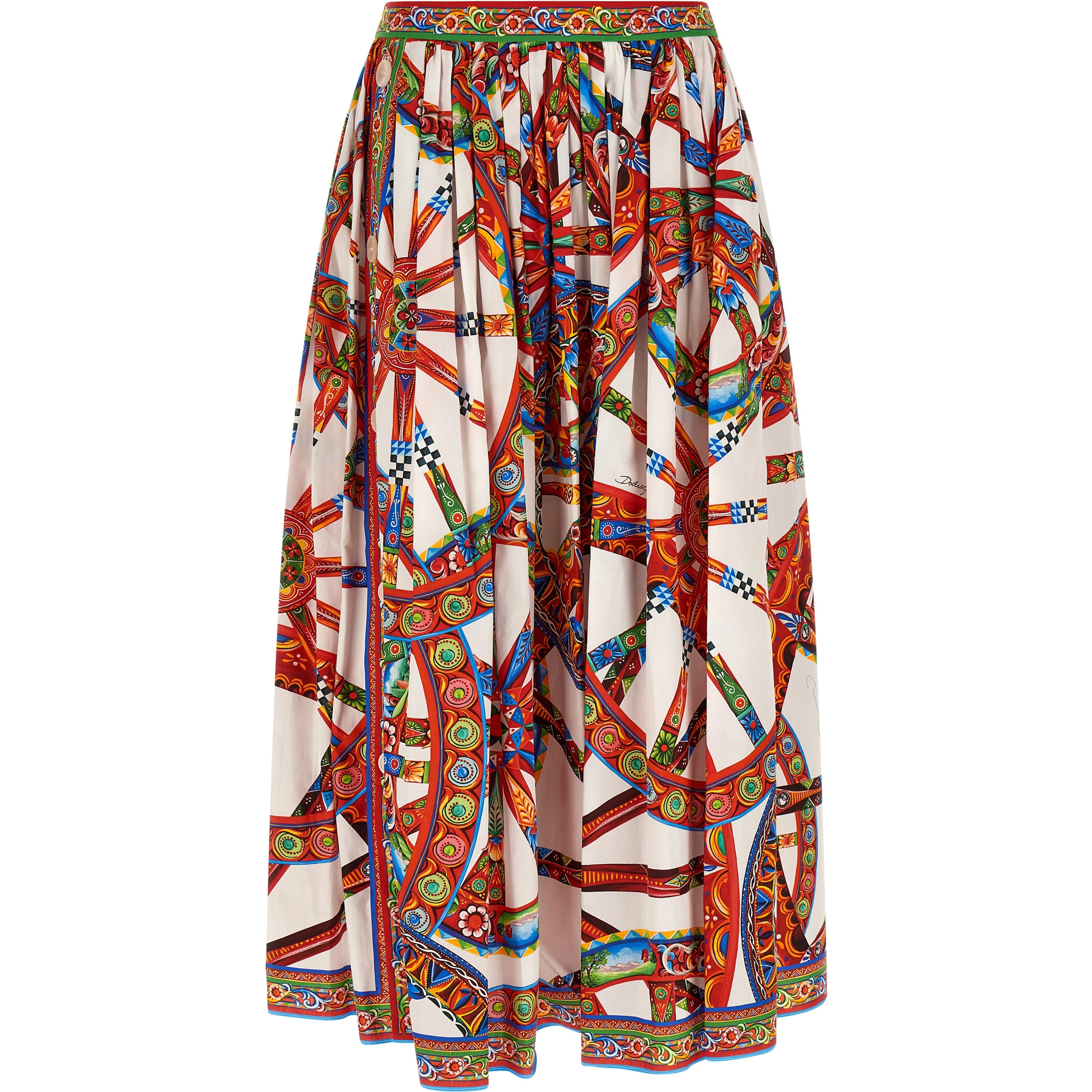 Multicolor Cotton Midi Skirt