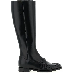 Black Calfskin Over The Knee