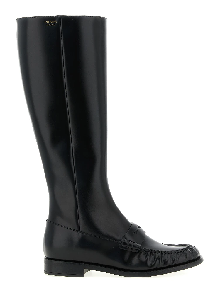 Black Calfskin Over The Knee