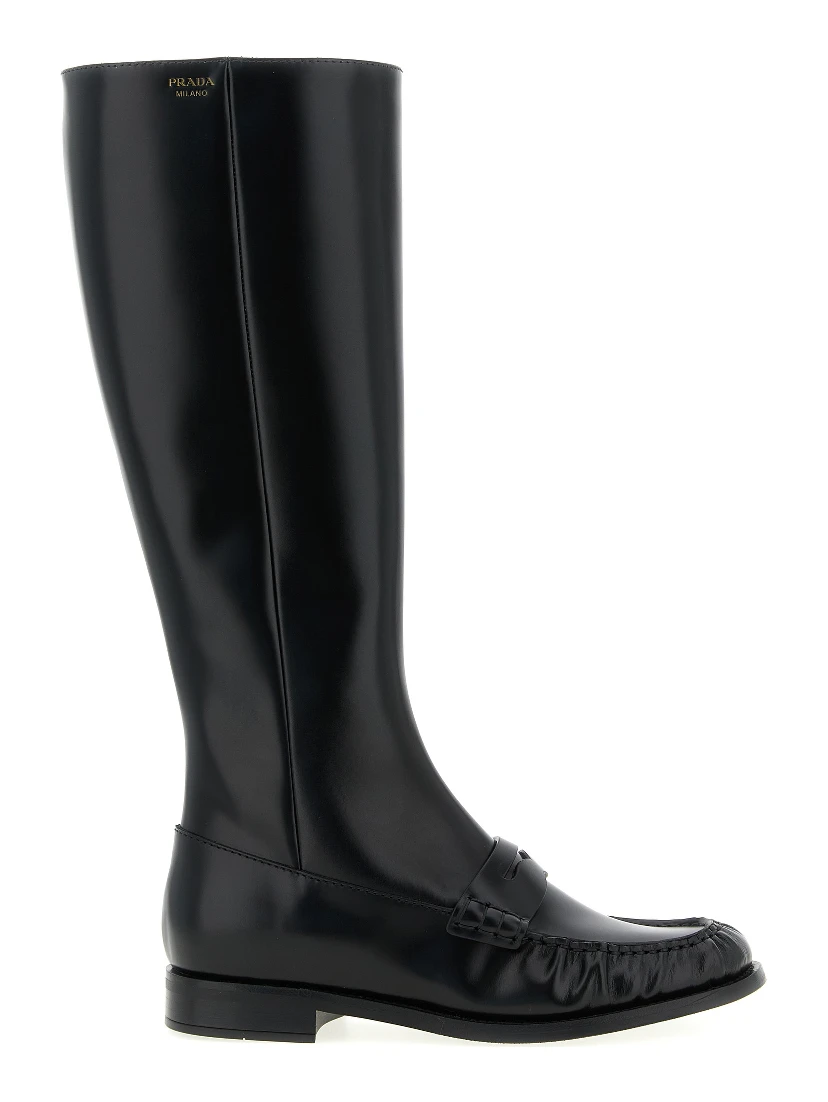 Black Calfskin Over The Knee