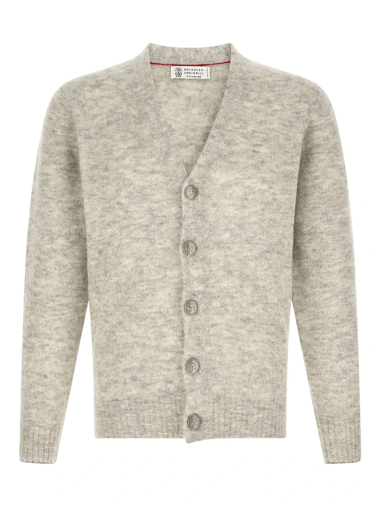 Gray Alpaca Leather Cardigan