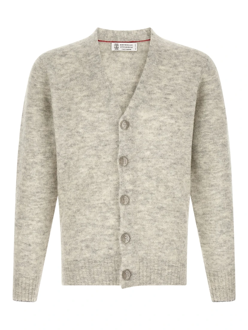 Gray Alpaca Leather Cardigan